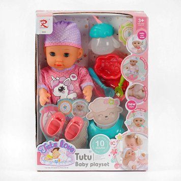 Пупс 9563 "Tutu Baby playset", музыкальный чип, характерные звуки и фразы, закрывает глаза, аксессуары НФ-00000251 фото