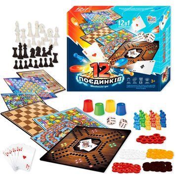 Гра 12 Поєдинків 92918 (12/2) "4FUN Game Club", ігрові поля, фішки, карти, шахи, шашки, кубик, в кор НФ-00013299 фото