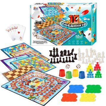 Гра 10 Поєдинків 23833 (12/2) "4FUN Game Club", ігрові поля, фішки, карти, шахи, шашки, кубик, в кор НФ-00013300 фото
