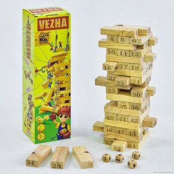 Деревянная игра "Башня" 7358 54 детали, "4FUN Game Club Wood", в коробке НФ-00011102 фото