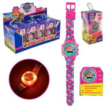 Дитячий годинник Paw Patrol арт. KH75/001L зі світлом 10шт короб. 6*6*12см дисплей бокс 32*1 НФ-00015836 фото