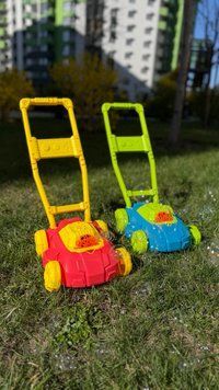Мыльная Игра B13 (12шт) каталка на палке, газонокосилка, 22-45-в47см, запаска 100мл, 2 цвета, на бат НФ-00015397 фото