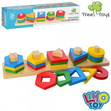 Деревянная игрушка Геометрика MD 2305 фигуры 20 шт., кор., 33-7-6 см. НФ-00008166 фото